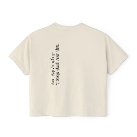 A Savage Peach Never Stops Women’s Boxy Cropped Tee - Edgy Graphic Top