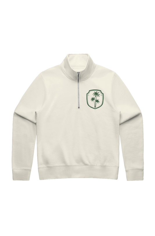 Savage Peach Crest Half Zip | The Standard Collection | Premium Embroidered Sweatshirt Cream/Green
